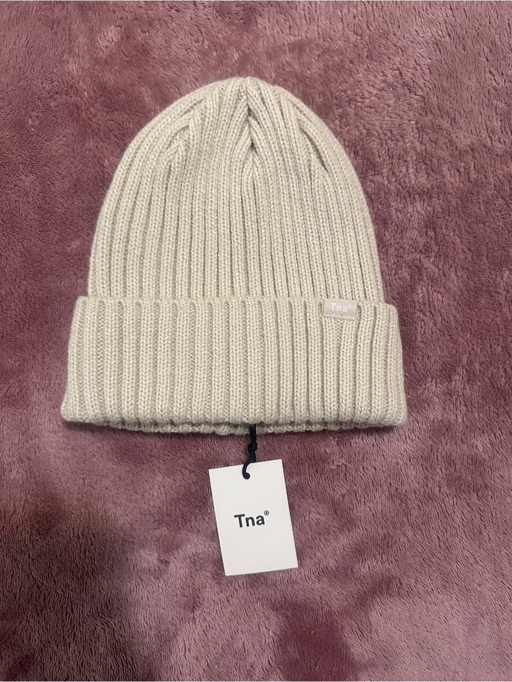 TNA Ribbed Beanie Hat in Cream